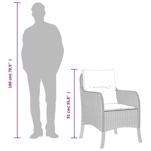 vidaXL Záhradné kreslá s podložkami 2 ks mix béžovej polyratan – Obrázok 9
