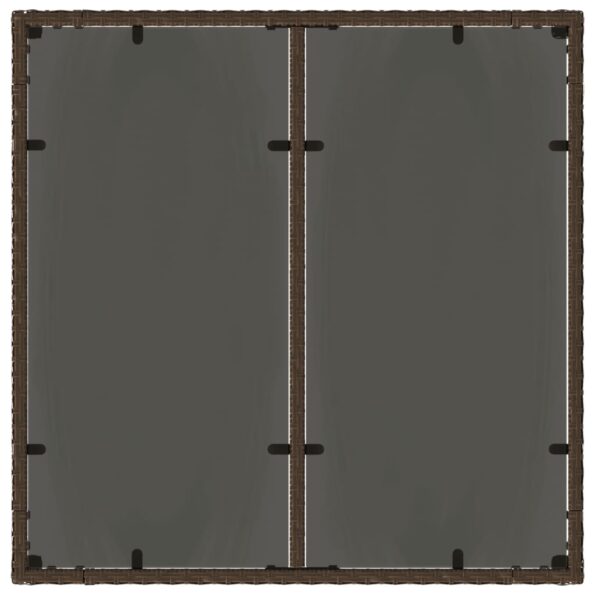vidaXL Záhradný stôl so sklenenou doskou, hnedý 90x90x75 cm, polyratan – Obrázok 7