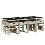 vidaXL 13-dielna záhrad. jedálenská súprava vankúš bledosivá polyratan – Obrázok 3