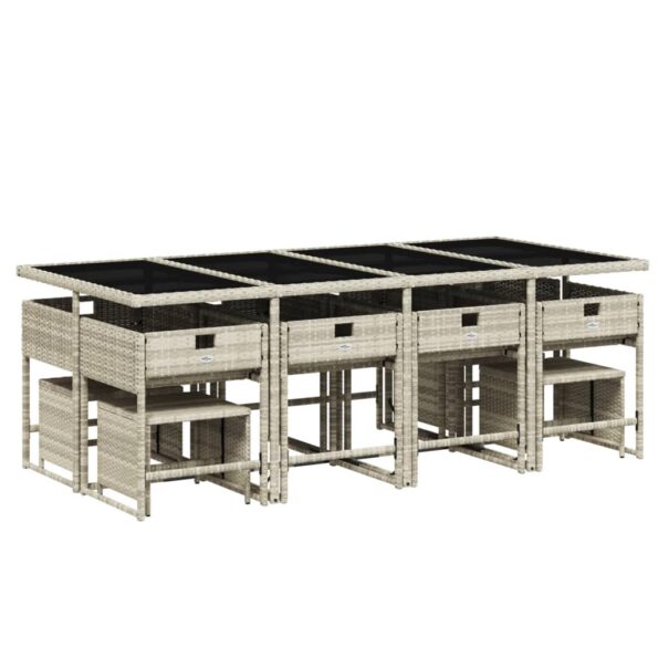 vidaXL 13-dielna záhrad. jedálenská súprava vankúš bledosivá polyratan – Obrázok 3