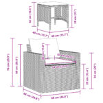 vidaXL 4-dielna záhradná sedacia súprava s podložkami čierna polyratan – Obrázok 9