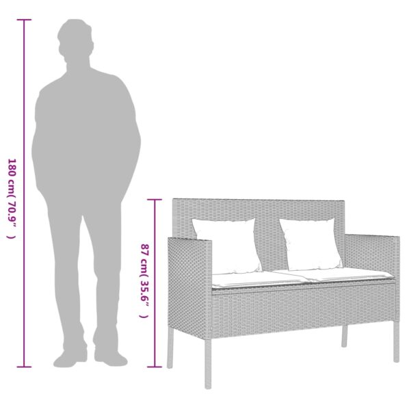 vidaXL Záhradná lavička s podložkami bledosivá polyratan – Obrázok 11