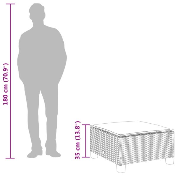 vidaXL Záhradná taburetka s vankúšom sivá 63,5x56x32 cm polyratan – Obrázok 9