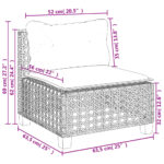 vidaXL Záhradná pohovka bez opierok rúk s vankúšmi čierna polyratanová – Obrázok 9
