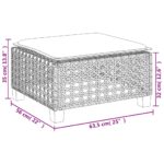 vidaXL Záhradná taburetka s vankúšom čierna 63,5x56x32 cm polyratan – Obrázok 9