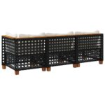 vidaXL Záhradná pohovka s vankúšmi 3-miestna čierna polyratan – Obrázok 6