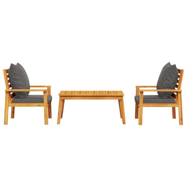 vidaXL 3-dielna záhradná sedacia súprava s podložkami akáciový masív – Obrázok 3