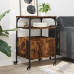 vidaXL Stojan na tlačiareň, 3 police, tmavý dub 50x40x76 cm – Obrázok 4