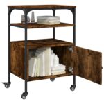 vidaXL Stojan na tlačiareň, 3 police, tmavý dub 50x40x76 cm – Obrázok 6