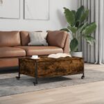 vidaXL Konferenčný stolík+kolieska, tmavý dub 91x55x34 cm – Obrázok 3