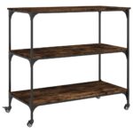 vidaXL Kuchynský vozík dymový dub 102x50x95 cm kompozitné drevo – Obrázok 2