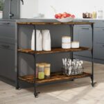 vidaXL Kuchynský vozík dymový dub 102x50x95 cm kompozitné drevo – Obrázok 4