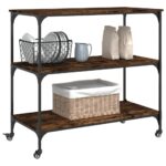 vidaXL Kuchynský vozík dymový dub 102x50x95 cm kompozitné drevo – Obrázok 6