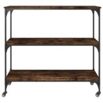 vidaXL Kuchynský vozík dymový dub 102x50x95 cm kompozitné drevo – Obrázok 7