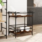 vidaXL Kuchynský vozík dymový dub 82x40x78,5 cm kompozitné drevo – Obrázok 3