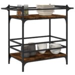 vidaXL Kuchynský vozík dymový dub 82x40x78,5 cm kompozitné drevo – Obrázok 6