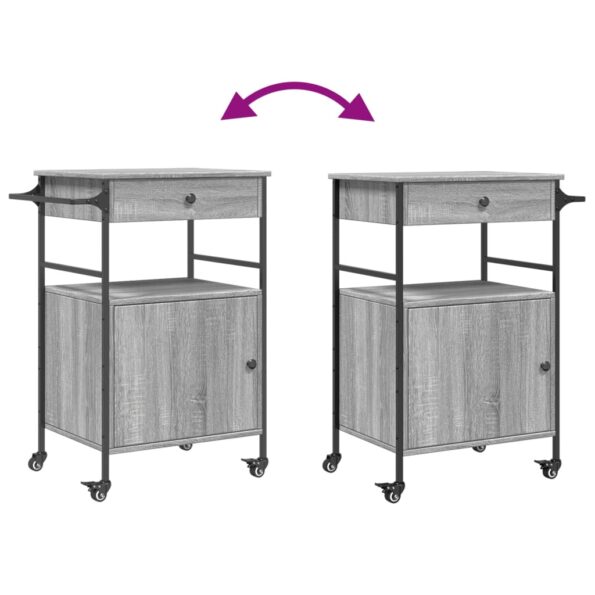 vidaXL Kuchynský vozík, sivá sonoma 56x43x89,5 cm, kompozitné drevo – Obrázok 12