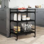 vidaXL Kuchynský vozík, čierny 65x40x86,5 cm, kompozitné drevo – Obrázok 3