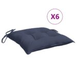 vidaXL Podložky na stoličku 6 ks námornícke-modré 40x40x7 cm – Obrázok 2