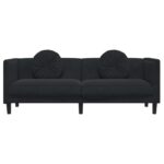 vidaXL Pohovka s vankúšmi 3-miestna čierna zamat – Obrázok 4