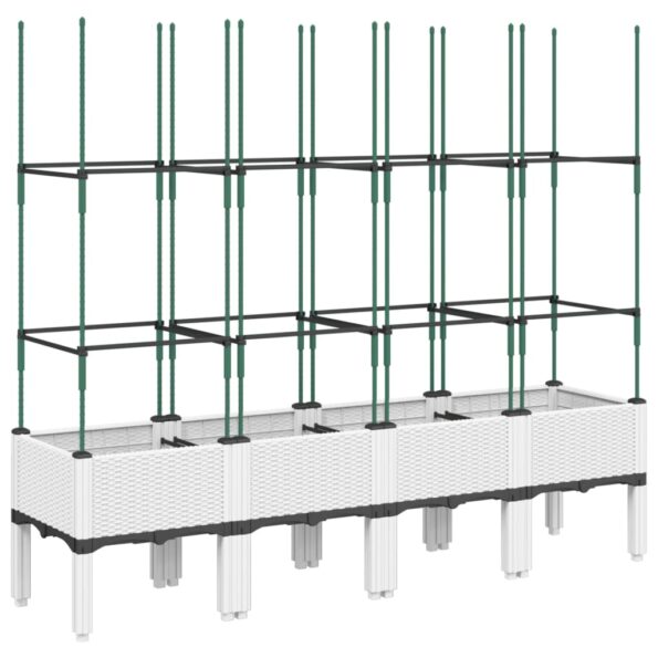 vidaXL Záhradný kvetináč s mriežkou biely 160x40x142,5 cm PP – Obrázok 2