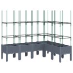 vidaXL Záhradný kvetináč s mriežkou, sivý 120x40x142,5 cm, PP – Obrázok 2