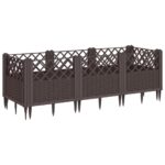 vidaXL Záhradný kvetináč s kolíkmi hnedý 123,5x43,5x43,5 cm PP – Obrázok 2