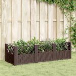 vidaXL Záhradný kvetináč s kolíkmi hnedý 123,5x43,5x43,5 cm PP