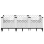 vidaXL Záhradný kvetináč s kolíkmi biely 123,5x43,5x43,5 cm PP – Obrázok 3