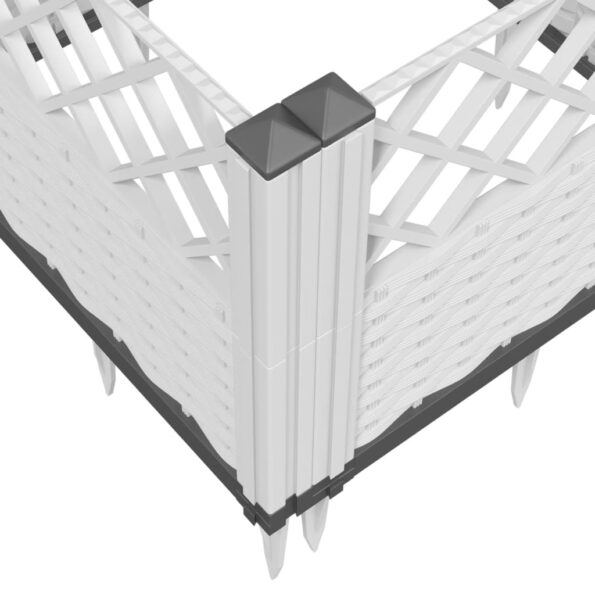 vidaXL Záhradný kvetináč s kolíkmi biely 123,5x43,5x43,5 cm PP – Obrázok 7
