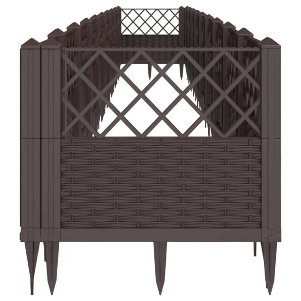 vidaXL Záhradný kvetináč s kolíkmi hnedý 363,5x43,5x43,5 cm PP – Obrázok 4