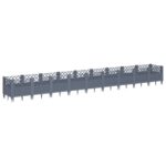 vidaXL Záhradný kvetináč s kolíkmi sivý 363,5x43,5x43,5 cm PP – Obrázok 2