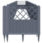 vidaXL Záhradný kvetináč s kolíkmi sivý 363,5x43,5x43,5 cm PP – Obrázok 4