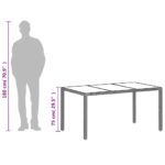 vidaXL Záhr.stôl so sklenenou doskou svetlosivý 150x90x75 cm polyratan – Obrázok 12