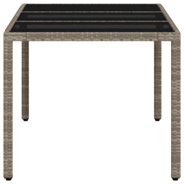 vidaXL Záhr.stôl so sklenenou doskou svetlosivý 150x90x75 cm polyratan – Obrázok 6