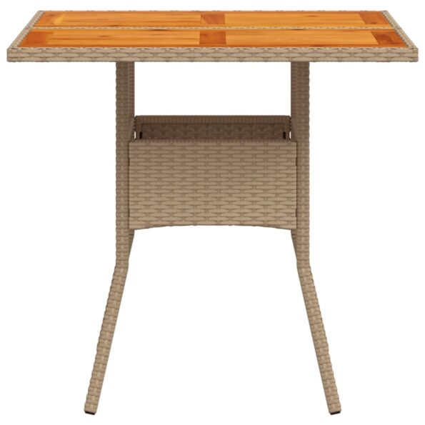 vidaXL Záhradný stôl béžový 80x80x75 cm polyratan akáciové drevo – Obrázok 6