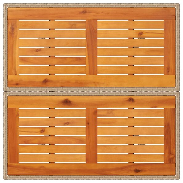 vidaXL Záhradný stôl béžový 80x80x75 cm polyratan akáciové drevo – Obrázok 8