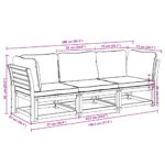 vidaXL 3-dielna záhradná sedacia súprava s podložkami akáciový masív – Obrázok 8