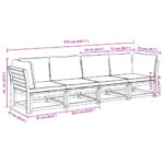 vidaXL 4-dielna záhradná sedacia súprava s vankúšmi akáciový masív – Obrázok 7