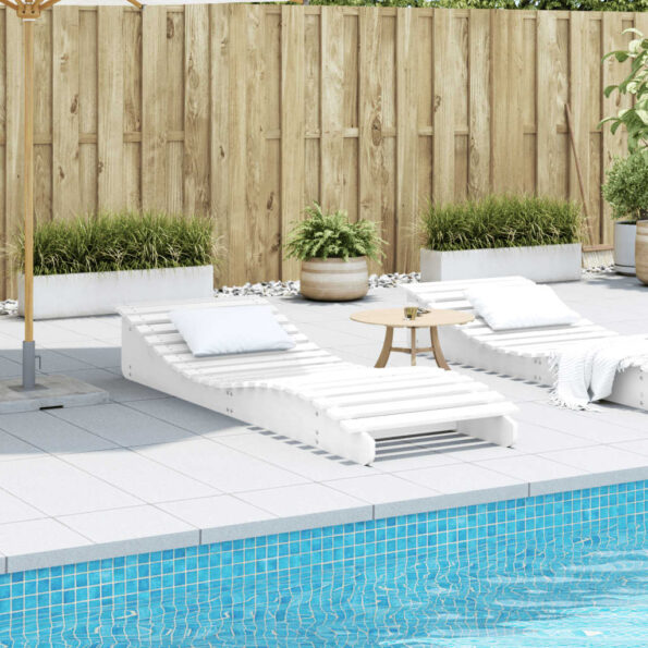 vidaXL Lehátko na opaľovanie biele 205x70x31,5 cm masívna borovica – Obrázok 3