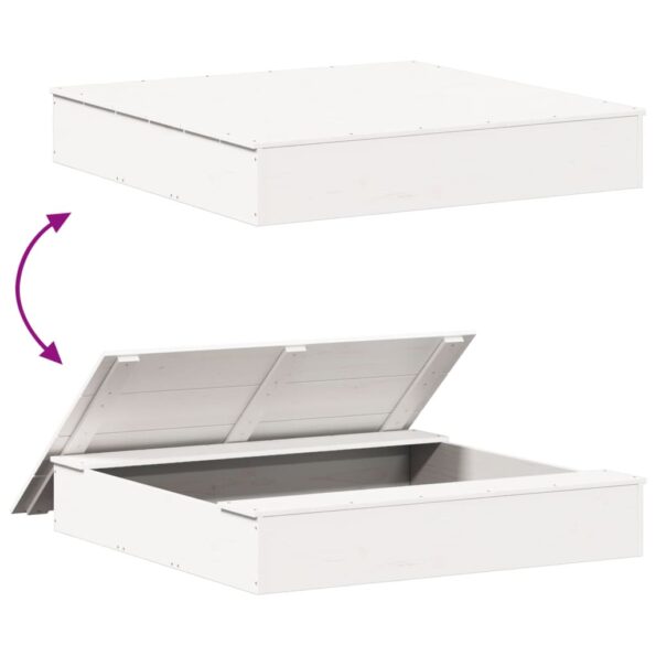 vidaXL Pieskovisko s krytom, biele 111x111x19,5 cm, borovicový masív – Obrázok 7