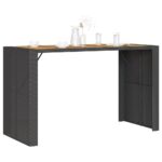 vidaXL Záhradný stôl s akáciovou doskou čierny 185x80x110 cm polyratan – Obrázok 4
