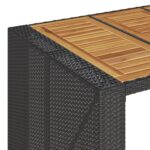vidaXL Záhradný stôl s akáciovou doskou čierny 185x80x110 cm polyratan – Obrázok 9