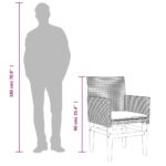 vidaXL Záhradné stoličky s vankúšmi 2 ks čierne polyratan a masív – Obrázok 10