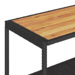 vidaXL Barový vozík 3 police béžový polyratan a akáciový masív – Obrázok 9