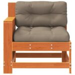 vidaXL Záhr. pohovka s opierkou ruky a vankúšom voskovohnedá borovica – Obrázok 4