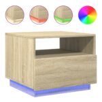 vidaXL Konferenčný stolík s LED svetlami dub sonoma 50x49x40 cm – Obrázok 2