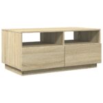 vidaXL Konferenčný stolík s LED svetlami, dub sonoma 90x49x40 cm – Obrázok 3