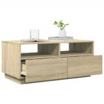 vidaXL Konferenčný stolík s LED svetlami, dub sonoma 90x49x40 cm – Obrázok 4