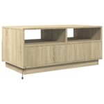 vidaXL Konferenčný stolík s LED svetlami, dub sonoma 90x49x40 cm – Obrázok 7